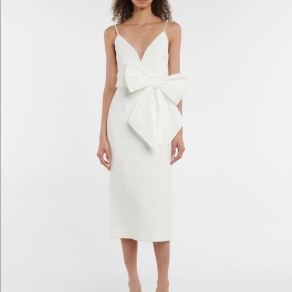 Rebecca Vallance Bridal Genevieve Bow-trimmed Crepe Dress Size 4 - Picture 1 of 6